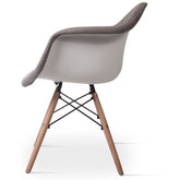 Scaun tapitat cu material textil, cu picioare din lemn si metal, pentru bucatarie / living, 64x45x83cm, Grunberg QZY1005 (maro)